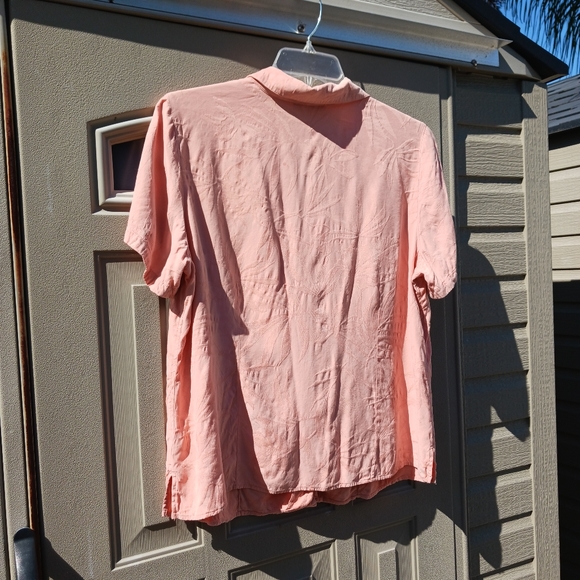 Caribbean Joe Woman Blouse Top Short Sleeve Size 1X Peach - Picture 2 of 8